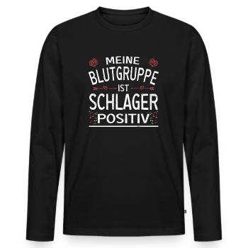 Meine Blutgruppe ist Schlager positiv - Männer Premium Bio Langarmshirt - Schwarz - Vorne - Nico (187cm)