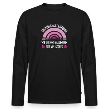 Grundschullehrerin Wie Eine Normale Lehrerin - Männer Premium Bio Langarmshirt - Schwarz - Vorne - Nico (187cm)