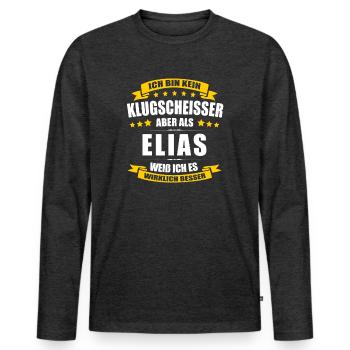 Name Elias Vorname Klugscheisser Namenstag - Männer Premium Bio Langarmshirt - Anthrazit meliert - Vorne - Nico (187cm)