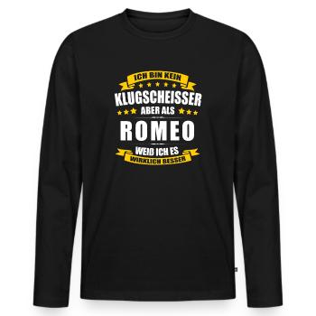 Name Romeo Vorname Klugscheisser Namenstag - Männer Premium Bio Langarmshirt - Schwarz - Vorne - Nico (187cm)