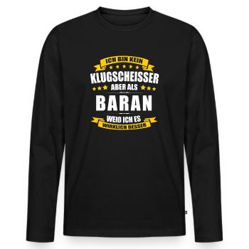 Name Baran Vorname Klugscheisser Namenstag - Männer Premium Bio Langarmshirt - Schwarz - Vorne - Nico (187cm)