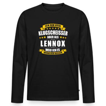 Name Lennox Vorname Klugscheisser Namenstag - Männer Premium Bio Langarmshirt - Schwarz - Vorne - Nico (187cm)