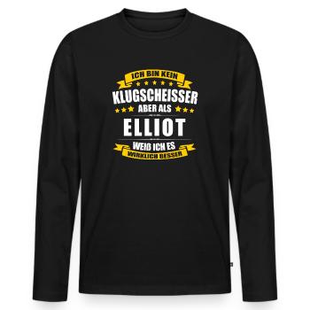 Name Elliot Vorname Klugscheisser Namenstag - Männer Premium Bio Langarmshirt - Schwarz - Vorne - Nico (187cm)