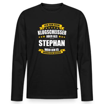 Name Stephan Vorname Klugscheisser Namenstag - Männer Premium Bio Langarmshirt - Schwarz - Vorne - Nico (187cm)