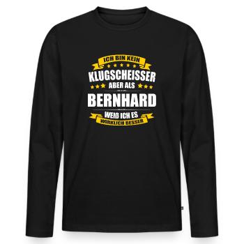 Name Bernhard Vorname Klugscheisser Namenstag - Männer Premium Bio Langarmshirt - Schwarz - Vorne - Nico (187cm)