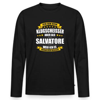 Name Salvatore Vorname Klugscheisser Namenstag - Männer Premium Bio Langarmshirt - Schwarz - Vorne - Nico (187cm)
