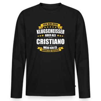 Name Cristiano Vorname Klugscheisser Namenstag - Männer Premium Bio Langarmshirt - Schwarz - Vorne - Nico (187cm)