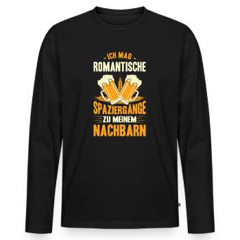 Ich Mag Romantische Spaziergänge Zum Nachbarn - Männer Premium Bio Langarmshirt - Schwarz - Vorne - Nico (187cm)