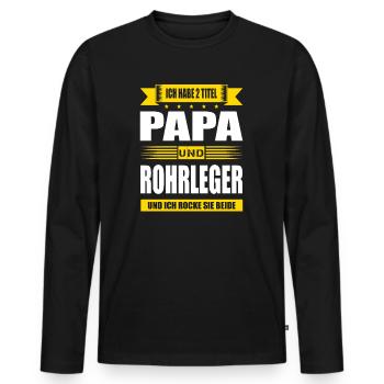 Zwei Titel Papa Und Rohrleger Klempner - Männer Premium Bio Langarmshirt - Schwarz - Vorne - Nico (187cm)