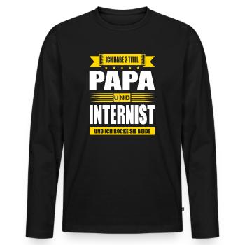 Zwei Titel Papa Und Internist Innere Medizin - Männer Premium Bio Langarmshirt - Schwarz - Vorne - Nico (187cm)
