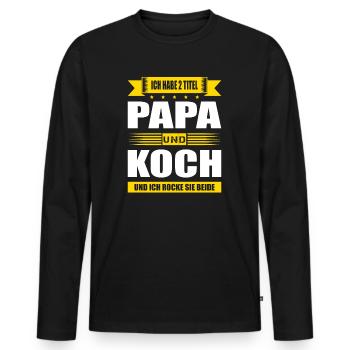 Zwei Titel Papa Und Koch Prüfung Jungkoch Beikoch - Männer Premium Bio Langarmshirt - Schwarz - Vorne - Nico (187cm)