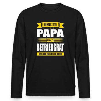 Zwei Titel Papa Und Betriebsrat Arbeit Beruf Fun - Männer Premium Bio Langarmshirt - Schwarz - Vorne - Nico (187cm)