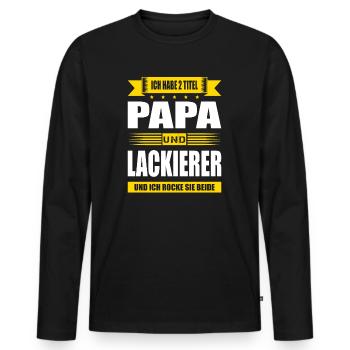 Zwei Titel Papa Und Lackierer Autolackierer - Männer Premium Bio Langarmshirt - Schwarz - Vorne - Nico (187cm)