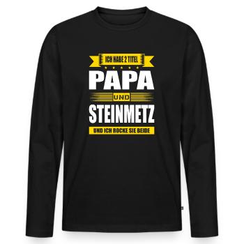 Zwei Titel Papa Und Steinmetz Bildhauer - Männer Premium Bio Langarmshirt - Schwarz - Vorne - Nico (187cm)