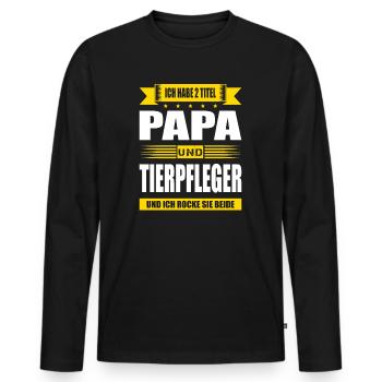 Zwei Titel Papa Und Tierpfleger Zoowärter - Männer Premium Bio Langarmshirt - Schwarz - Vorne - Nico (187cm)
