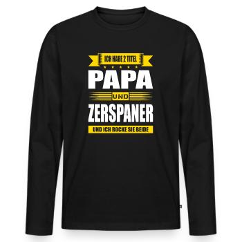 Ich Habe Zwei Titel Papa Und Zerspaner Mechaniker - Männer Premium Bio Langarmshirt - Schwarz - Vorne - Nico (187cm)