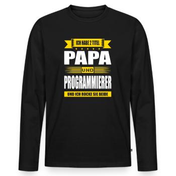 Zwei Titel Papa Und Programmierer IT Techniker - Männer Premium Bio Langarmshirt - Schwarz - Vorne - Nico (187cm)