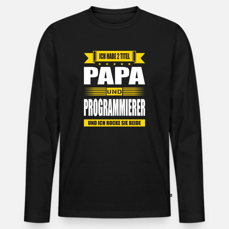 Zwei Titel Papa Und Programmierer IT Techniker - Männer Premium Bio Langarmshirt - Schwarz