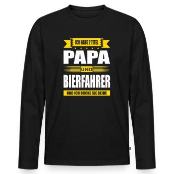 Zwei Titel Papa Und Bierfahrer Bier Lieferant - Männer Premium Bio Langarmshirt - Schwarz - Vorne - Nico (187cm)