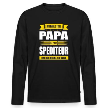 Zwei Titel Papa Und Spediteur Speditionskaufmann - Männer Premium Bio Langarmshirt - Schwarz - Vorne - Nico (187cm)