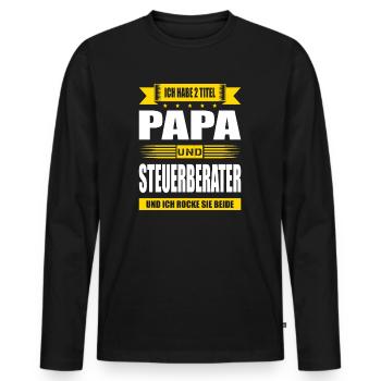 Zwei Titel Papa Und Steuerberater Buchhalter - Männer Premium Bio Langarmshirt - Schwarz - Vorne - Nico (187cm)