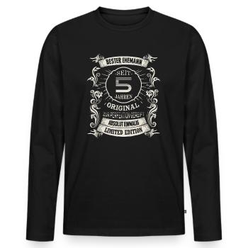 Seit 5 Jahren Hochzeitstag Hölzerne Hochzeit Ehe - Männer Premium Bio Langarmshirt - Schwarz - Vorne - Nico (187cm)