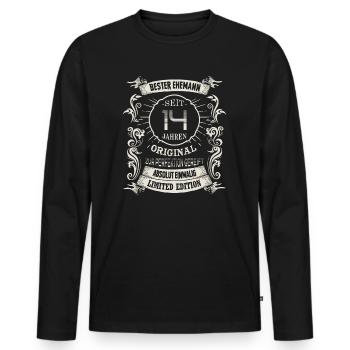 Seit 14 Jahren Hochzeitstag Elfenbeinhochzeit Ehe - Männer Premium Bio Langarmshirt - Schwarz - Vorne - Nico (187cm)