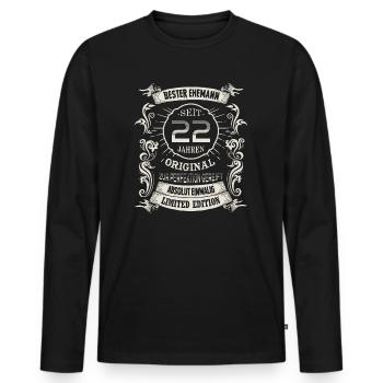 22 Hochzeitstag Seit 22 Jahren Bronzehochzeit Ehe - Männer Premium Bio Langarmshirt - Schwarz - Vorne - Nico (187cm)