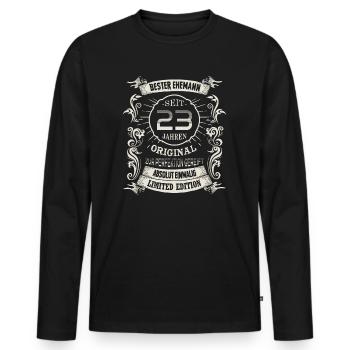23 Hochzeitstag Seit 23 Jahren Titanhochzeit Ehe - Männer Premium Bio Langarmshirt - Schwarz - Vorne - Nico (187cm)