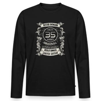 Seit 35 Jahren Hochzeitstag Leinwandhochzeit Ehe - Männer Premium Bio Langarmshirt - Schwarz - Vorne - Nico (187cm)