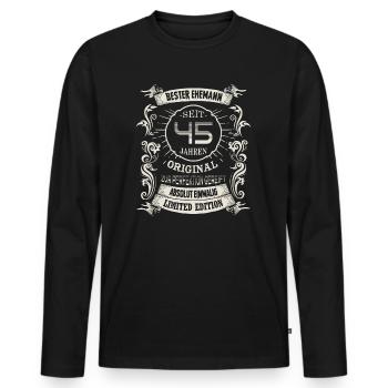 Seit 45 Jahren Hochzeitstag Messinghochzeit Ehe - Männer Premium Bio Langarmshirt - Schwarz - Vorne - Nico (187cm)