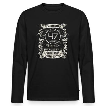 Seit 47 Jahren Hochzeitstag Kaschmirhochzeit Ehe - Männer Premium Bio Langarmshirt - Schwarz - Vorne - Nico (187cm)