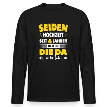 4 Hochzeitstag Paare 4 Jahre Ehe Seidenhochzeit - Männer Premium Bio Langarmshirt - Schwarz - Vorne - Nico (187cm)