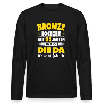 22. Hochzeitstag 22 Jahre Ehe Bronzehochzeit - Männer Premium Bio Langarmshirt - Schwarz - Vorne - Nico (187cm)