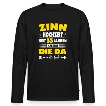 33 Hochzeitstag Paare 33 Jahre Ehe Zinnhochzeit - Männer Premium Bio Langarmshirt - Schwarz - Vorne - Nico (187cm)