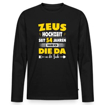 54 Hochzeitstag Paare 54 Jahre Ehe Zeushochzeit - Männer Premium Bio Langarmshirt - Schwarz - Vorne - Nico (187cm)