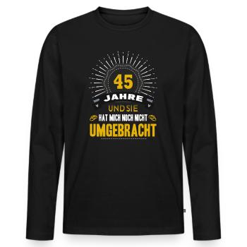 45 Hochzeitstag Mann 45 Jahre Ehe Messinghochzeit - Männer Premium Bio Langarmshirt - Schwarz - Vorne - Nico (187cm)
