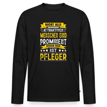Nicht Alle Menschen Sind Prominent Pfleger - Männer Premium Bio Langarmshirt - Schwarz - Vorne - Nico (187cm)