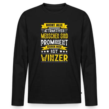 Nicht Alle Menschen Sind Prominent Winzer - Männer Premium Bio Langarmshirt - Schwarz - Vorne - Nico (187cm)
