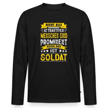 Nicht Alle Menschen Sind Prominent Soldat - Männer Premium Bio Langarmshirt - Schwarz - Vorne - Nico (187cm)