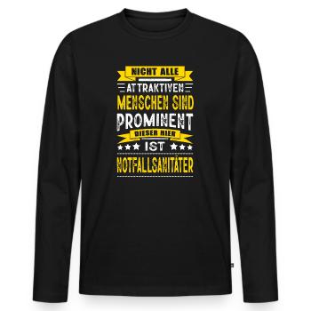 Notfallsanitäter Sanitäter Prüfung Bestanden - Männer Premium Bio Langarmshirt - Schwarz - Vorne - Nico (187cm)