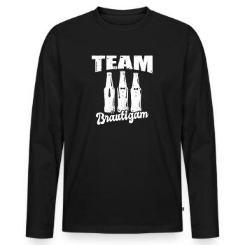 JGA Team Bräutigam Junggesellenabschied Kostüm - Männer Premium Bio Langarmshirt - Schwarz - Vorne - Nico (187cm)