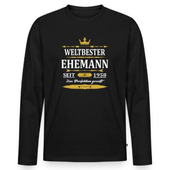 Weltbester Ehemann Seit 1958 Vintage Hochzeitstag - Männer Premium Bio Langarmshirt - Schwarz - Vorne - Nico (187cm)