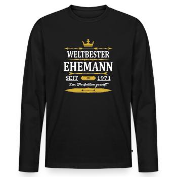 Weltbester Ehemann Seit 1971 Vintage Hochzeitstag - Männer Premium Bio Langarmshirt - Schwarz - Vorne - Nico (187cm)