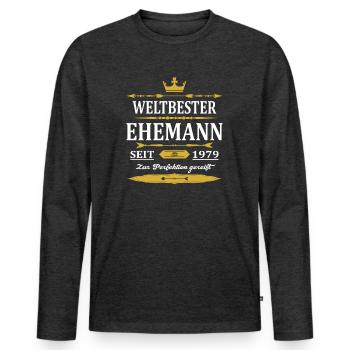Weltbester Ehemann Seit 1979 Vintage Hochzeitstag - Männer Premium Bio Langarmshirt - Anthrazit meliert - Vorne - Nico (187cm)