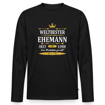 Weltbester Ehemann Seit 1988 Vintage Hochzeitstag - Männer Premium Bio Langarmshirt - Schwarz - Vorne - Nico (187cm)