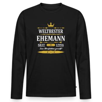 Weltbester Ehemann Seit 1994 Vintage Hochzeitstag - Männer Premium Bio Langarmshirt - Schwarz - Vorne - Nico (187cm)