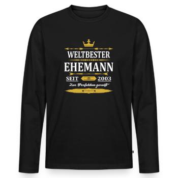 Weltbester Ehemann Seit 2003 Vintage Hochzeitstag - Männer Premium Bio Langarmshirt - Schwarz - Vorne - Nico (187cm)