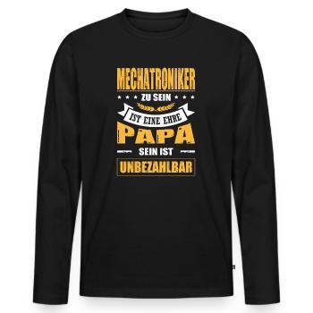 Mechatroniker Sein Eine Ehre Papa Sein Unbezahlbar - Männer Premium Bio Langarmshirt - Schwarz - Vorne - Nico (187cm)