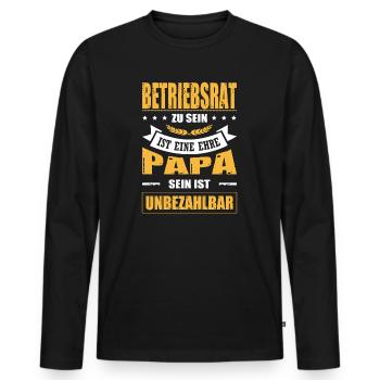 Betriebsrat Sein Eine Ehre Papa Sein Unbezahlbar - Männer Premium Bio Langarmshirt - Schwarz - Vorne - Nico (187cm)